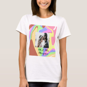 simple minimal add your name photo pink blue green T-Shirt