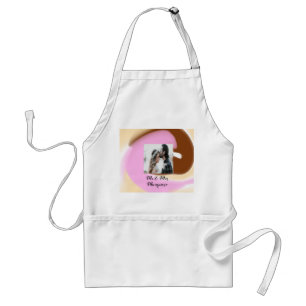 simple minimal add your name photo pink yellow bro standard apron