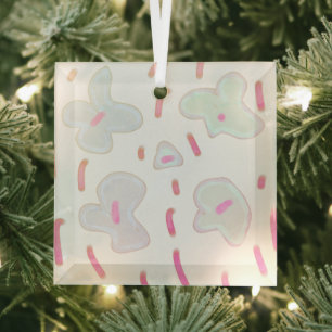 simple minimal add your name photo year watercolor glass tree decoration