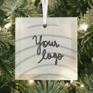 simple minimal add your name photo year watercolor glass tree decoration