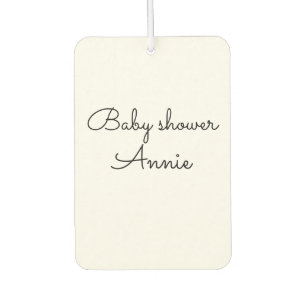 simple minimal add your name text baby shower thro car air freshener