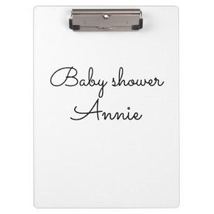 simple minimal add your name text baby shower thro clipboard