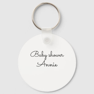simple minimal add your name text baby shower thro key ring