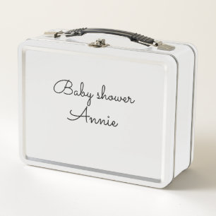 simple minimal add your name text baby shower thro metal lunch box