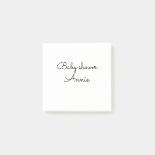 simple minimal add your name text baby shower thro post-it notes