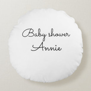 simple minimal add your name text baby shower thro round cushion