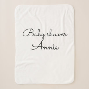 simple minimal add your name text baby shower thro sherpa blanket