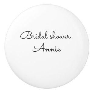 simple minimal add your name text bridal shower t ceramic knob