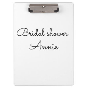 simple minimal add your name text bridal shower t clipboard