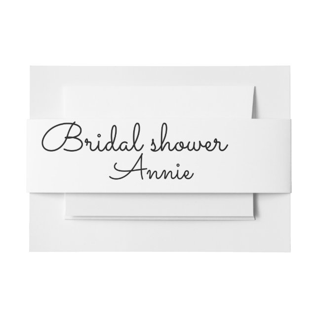 simple minimal add your name text bridal shower  t invitation belly band (Front Example)