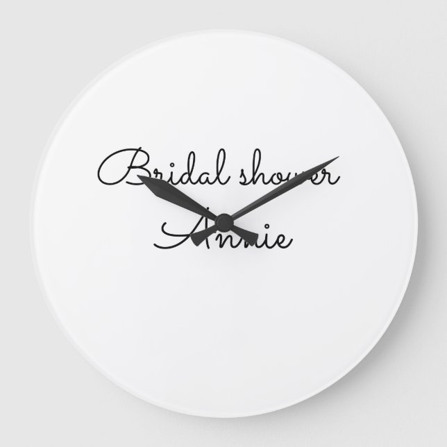 simple minimal add your name text bridal shower  t large clock (Front)