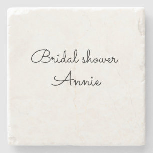 simple minimal add your name text bridal shower t stone coaster