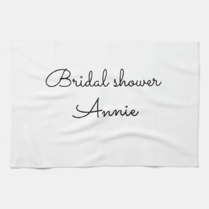 simple minimal add your name text bridal shower t tea towel