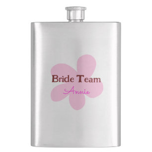 simple minimal add your name text bridesmaid gift hip flask