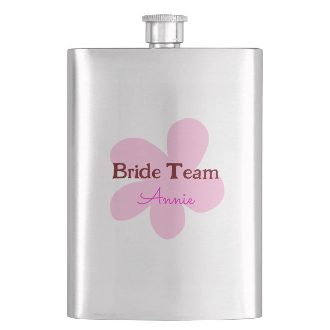 simple minimal add your name text bridesmaid gift  hip flask (Front)