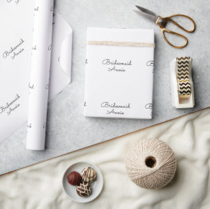 simple minimal add your name text bridesmaid gift wrapping paper