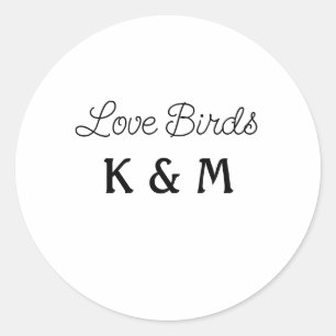 simple minimal add your name text love birds text classic round sticker