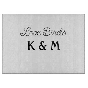 simple minimal add your name text love birds text cutting board