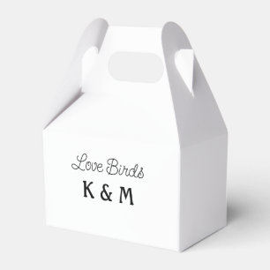 simple minimal add your name text love birds text favour box