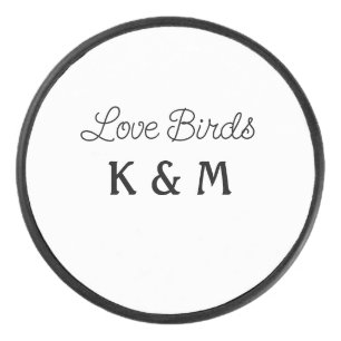 simple minimal add your name text love birds text hockey puck