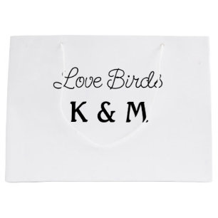 simple minimal add your name text love birds text  large gift bag