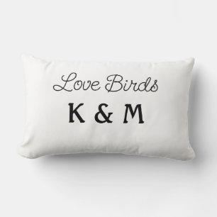 simple minimal add your name text love birds text lumbar cushion