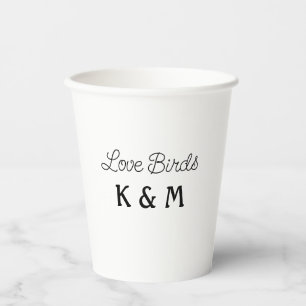 simple minimal add your name text love birds text paper cups
