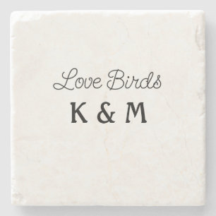 simple minimal add your name text love birds text stone coaster