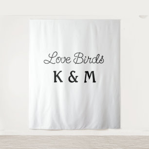 simple minimal add your name text love birds text  tapestry