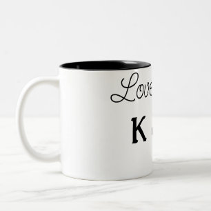simple minimal add your name text love birds text  Two-Tone coffee mug