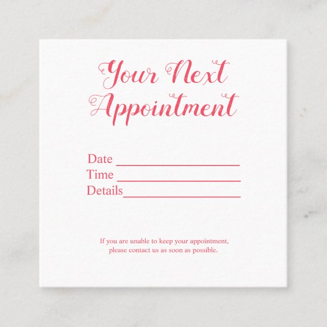simple minimal add your name text pictures appoint appointment card (Front)