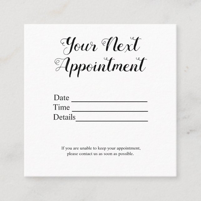 simple minimal add your name text pictures appointment card (Front)