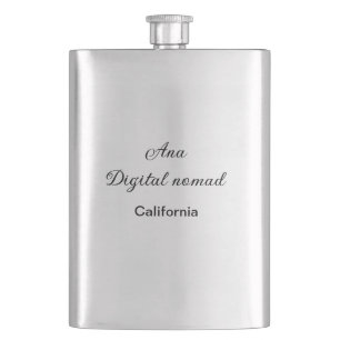 Simple minimal add your name text place california hip flask