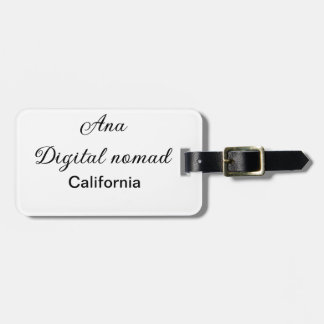 Simple minimal add your name text place california luggage tag