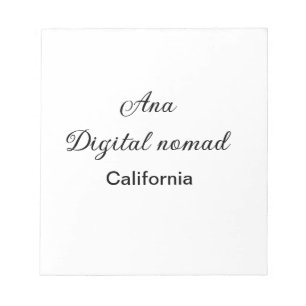 Simple minimal add your name text place california notepad