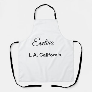 Simple minimal add your name text place city custo apron