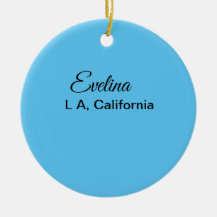 Simple minimal add your name text place city custo ceramic tree decoration