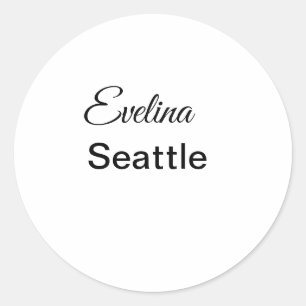 Simple minimal add your name text place city custo classic round sticker