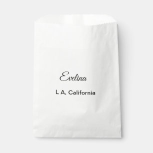 Simple minimal add your name text place city custo favour bags