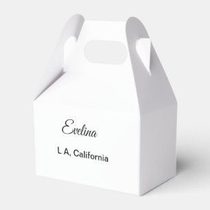 Simple minimal add your name text place city custo favour box