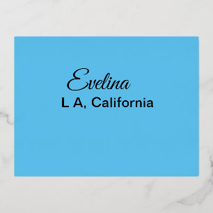 Simple minimal add your name text place city custo foil invitation postcard