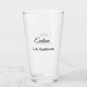 Simple minimal add your name text place city custo glass
