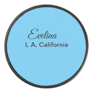 Simple minimal add your name text place city custo hockey puck
