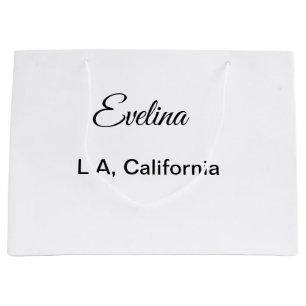 Simple minimal add your name text place city custo large gift bag