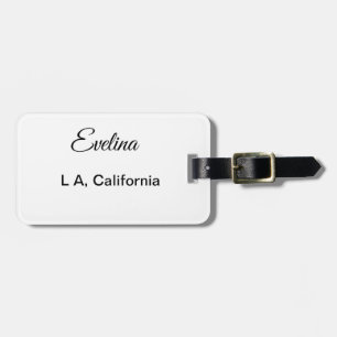 Simple minimal add your name text place city custo luggage tag