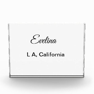 Simple minimal add your name text place city custo photo block