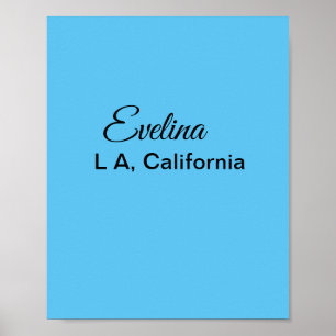 Simple minimal add your name text place city custo poster