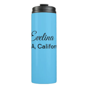 Simple minimal add your name text place city custo thermal tumbler