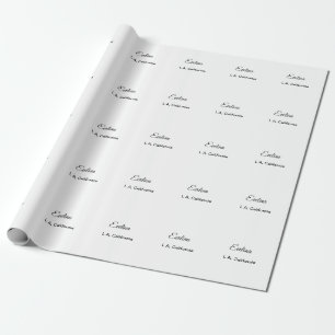 Simple minimal add your name text place city custo wrapping paper
