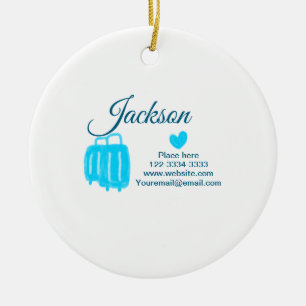 Simple minimal add your name text place city phone ceramic tree decoration